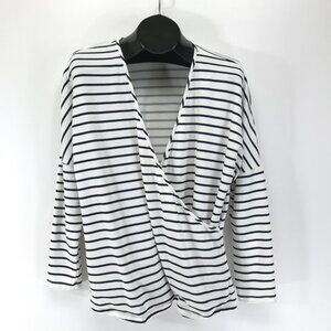 Tart Faux Wrap Surplice Striped Top Women's Plus Size 1X Stretch Knit Career